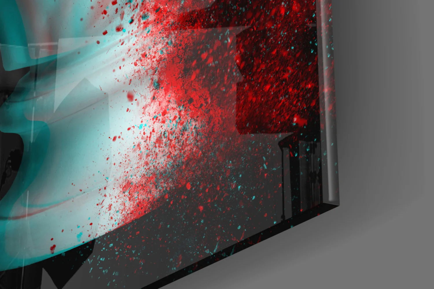 Red Cyan Glitch Apollo Head Glass Wall Art - Image 7