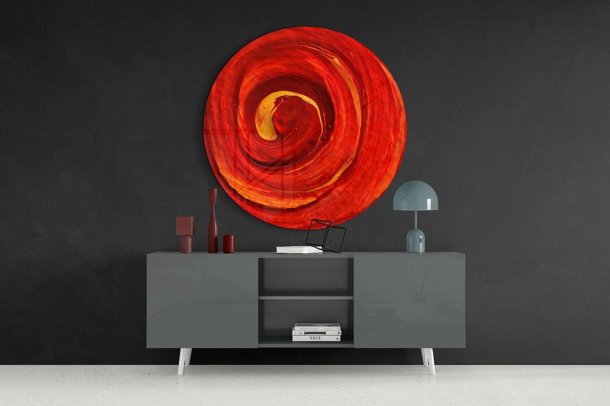 Red Cycle Glass Wall Art - Image 4