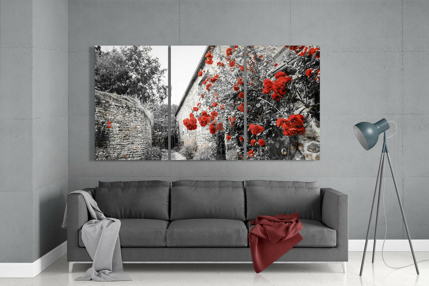 Red Flowers Mega Glass Wall Art - Image 3