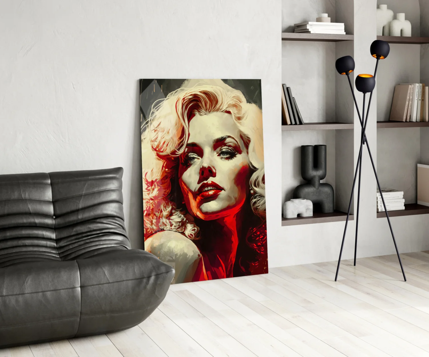 Red Glow Blonde Diva Glass Wall Art - Image 5