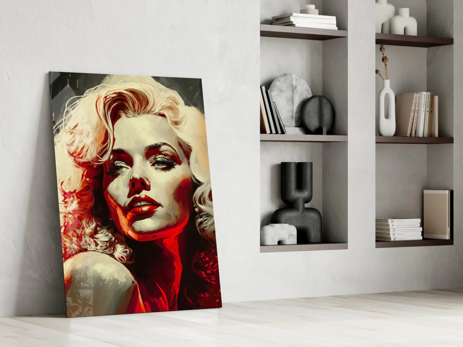 Red Glow Blonde Diva Glass Wall Art - Image 6