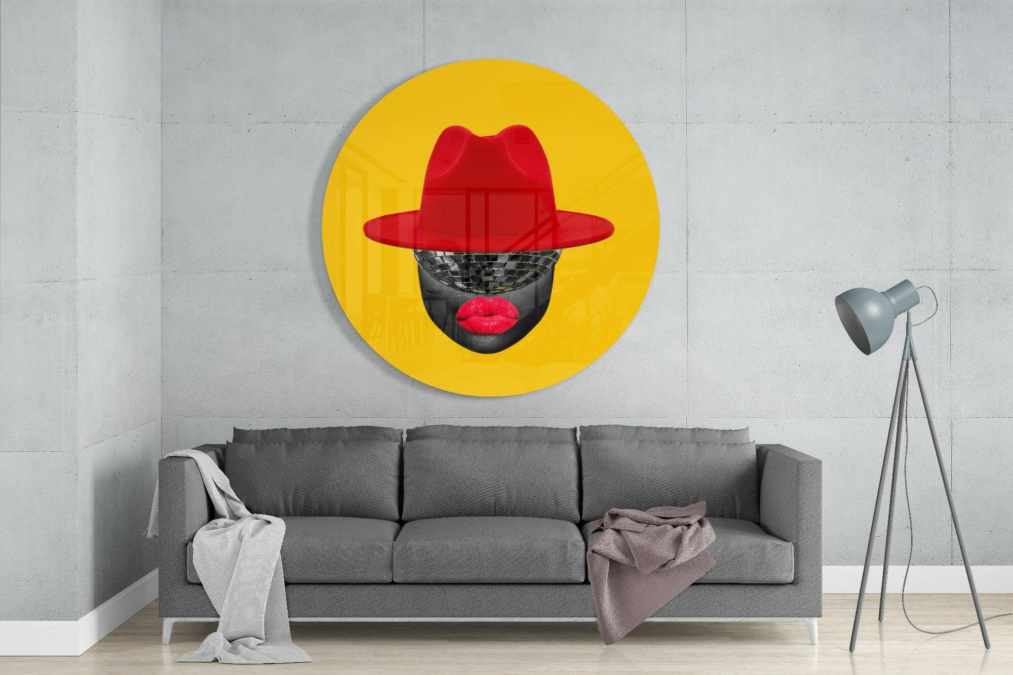 Red Hat Silhouette Glass Wall Art - Image 2