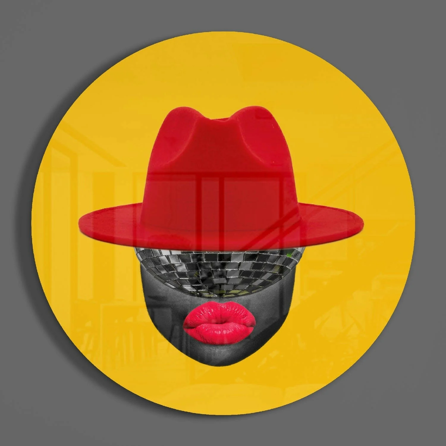 Red Hat Silhouette Glass Wall Art - Image 3