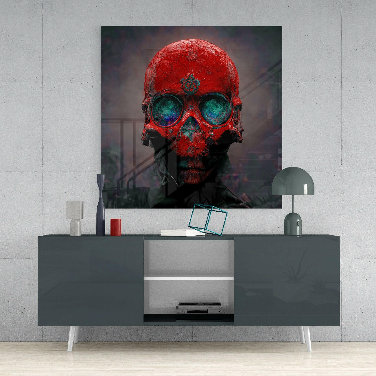 Red Head Glass Wall Art || Designer Collection - Image 4