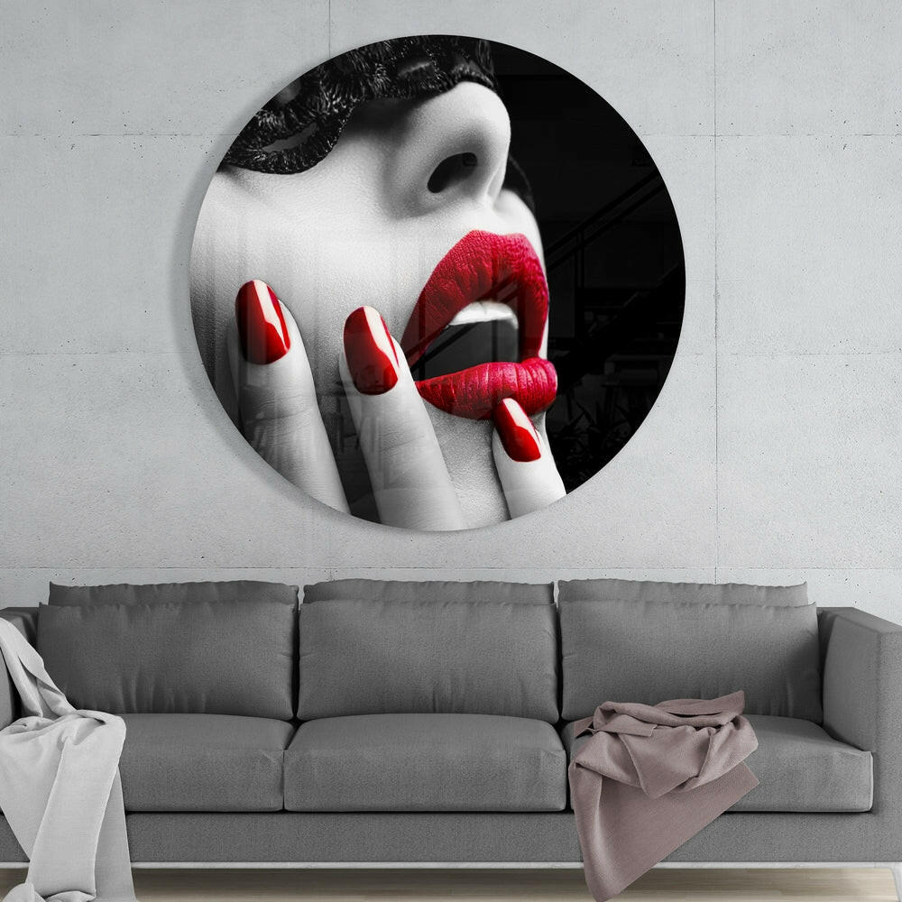Red Lips Red Nails Glass Wall Art - Image 2