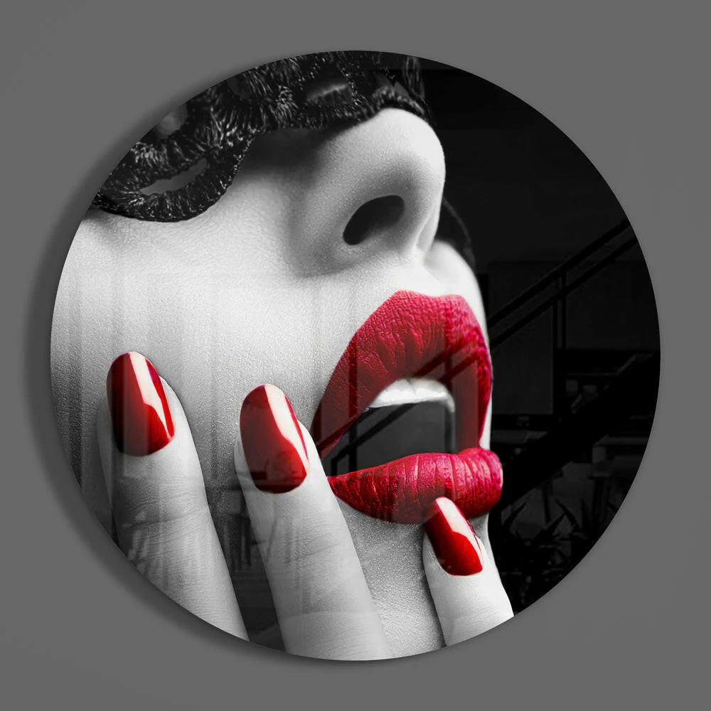 Red Lips Red Nails Glass Wall Art - Image 3