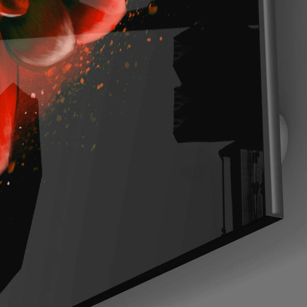 Red Lotus Glass Wall Art - Image 3