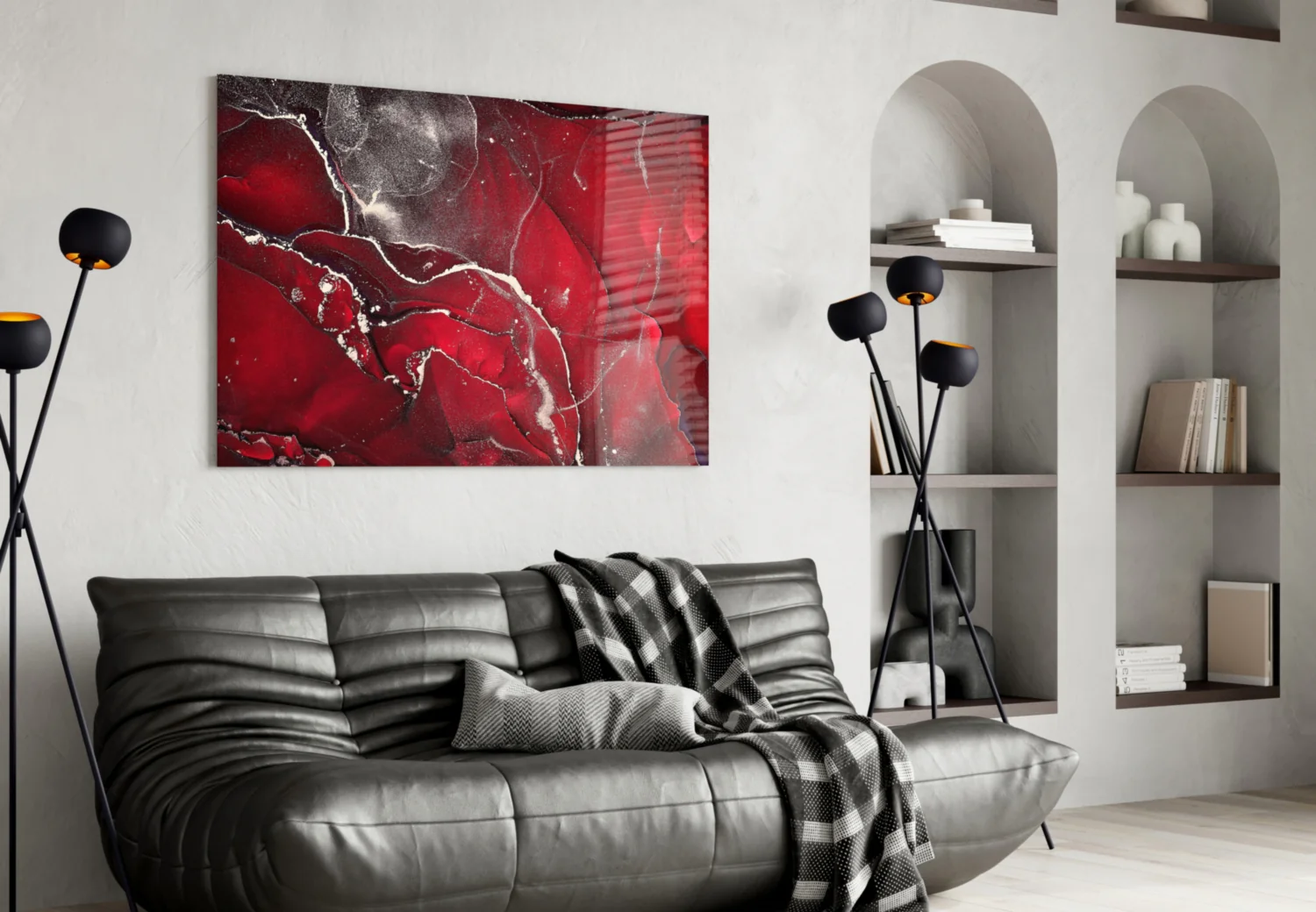 Red Marbellous Glass Wall Art - Image 4