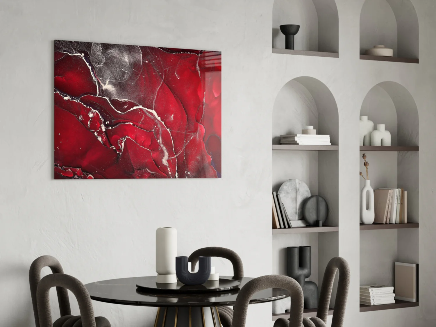 Red Marbellous Glass Wall Art - Image 5