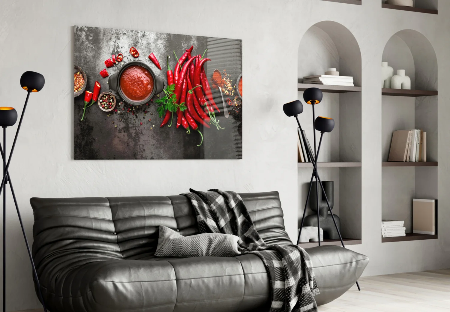 Red Peppers Glass Wall Art - Image 4