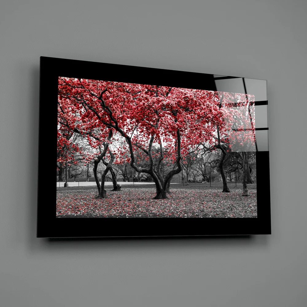 Red Trees Glass Wall Art - Image 2