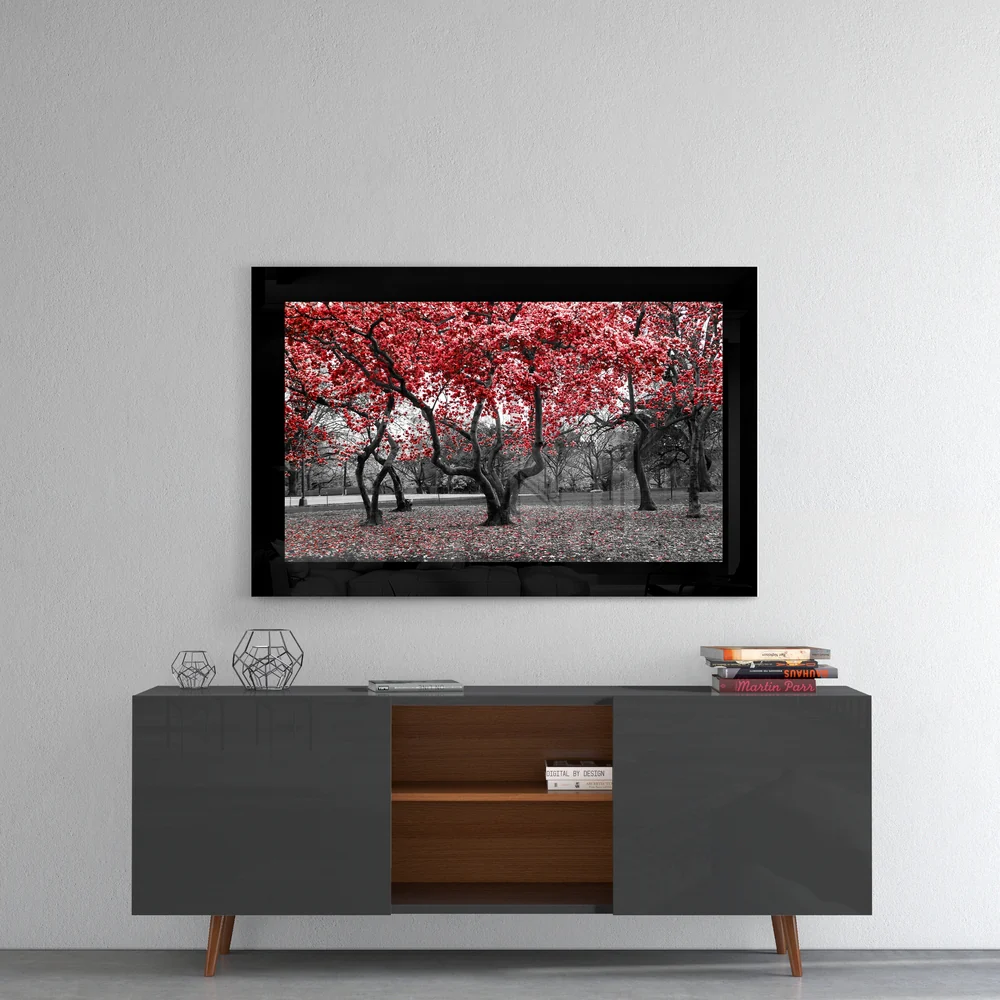 Red Trees Glass Wall Art - Image 4