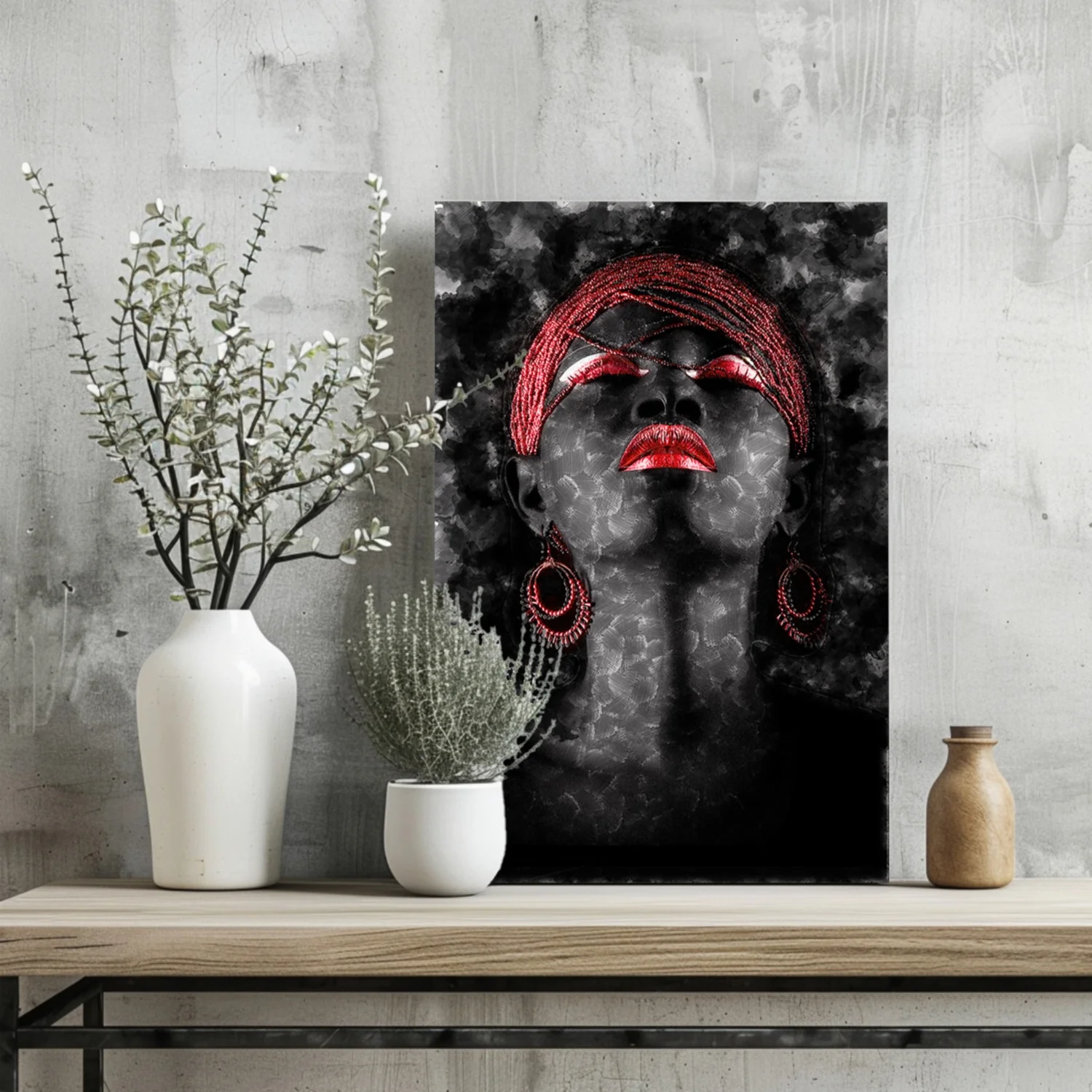 Red Turban Smoky Woman Aluminum Print - Image 2