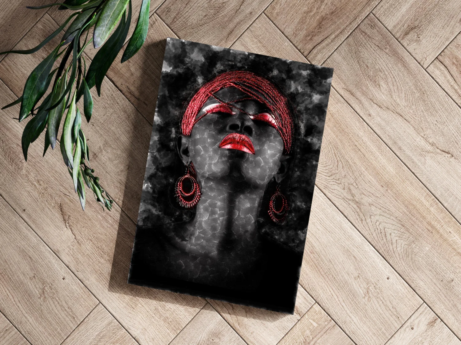 Red Turban Smoky Woman Aluminum Print - Image 3