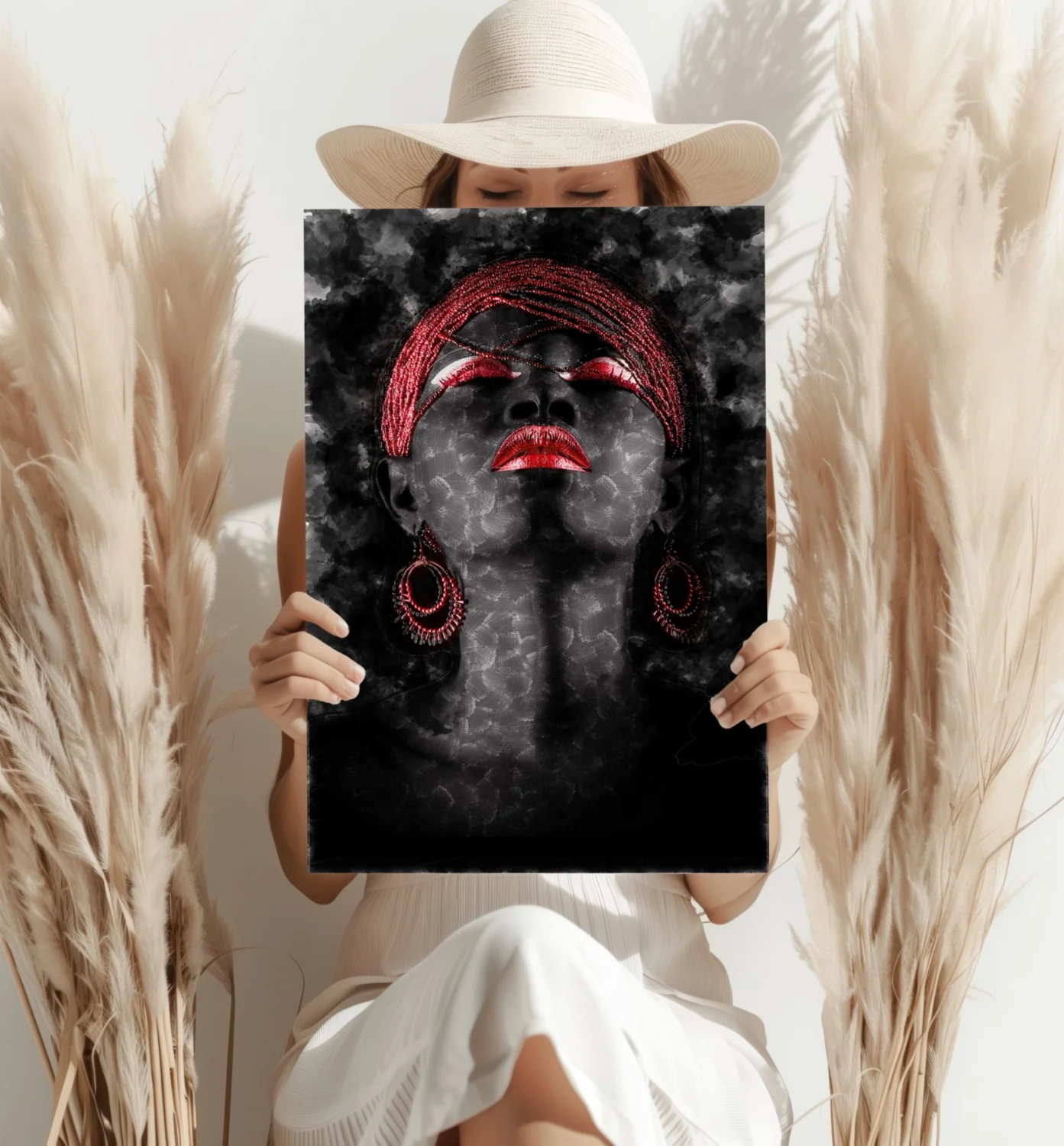 Red Turban Smoky Woman Aluminum Print - Image 4
