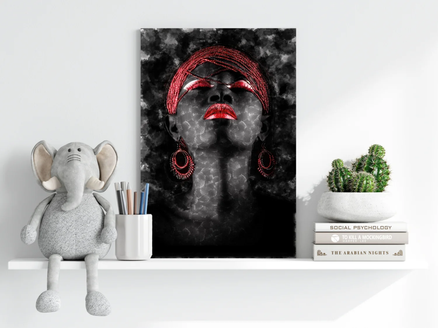 Red Turban Smoky Woman Aluminum Print - Image 6