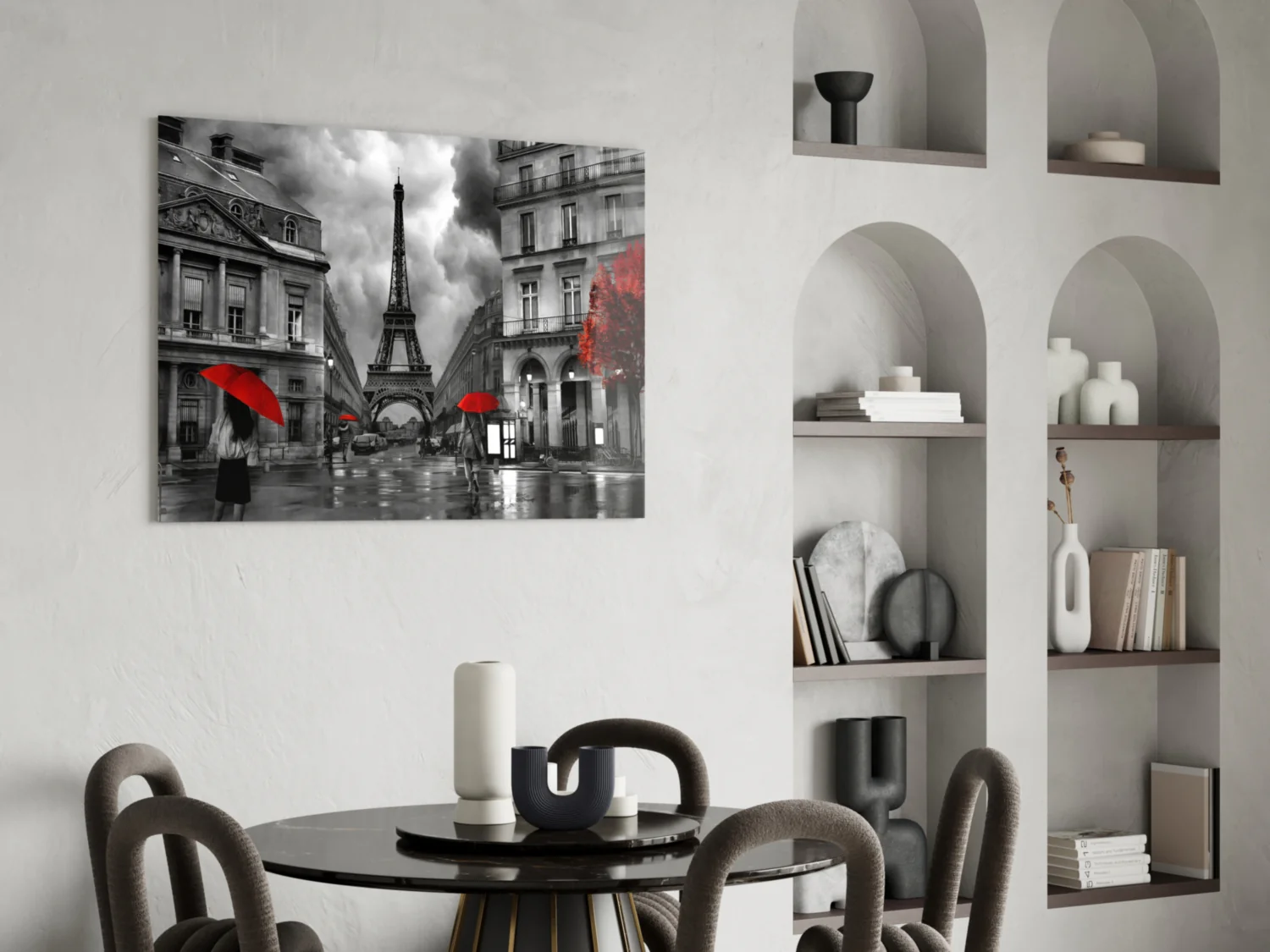 Red Umbrellas Paris Street Glass Wall Art - Image 5