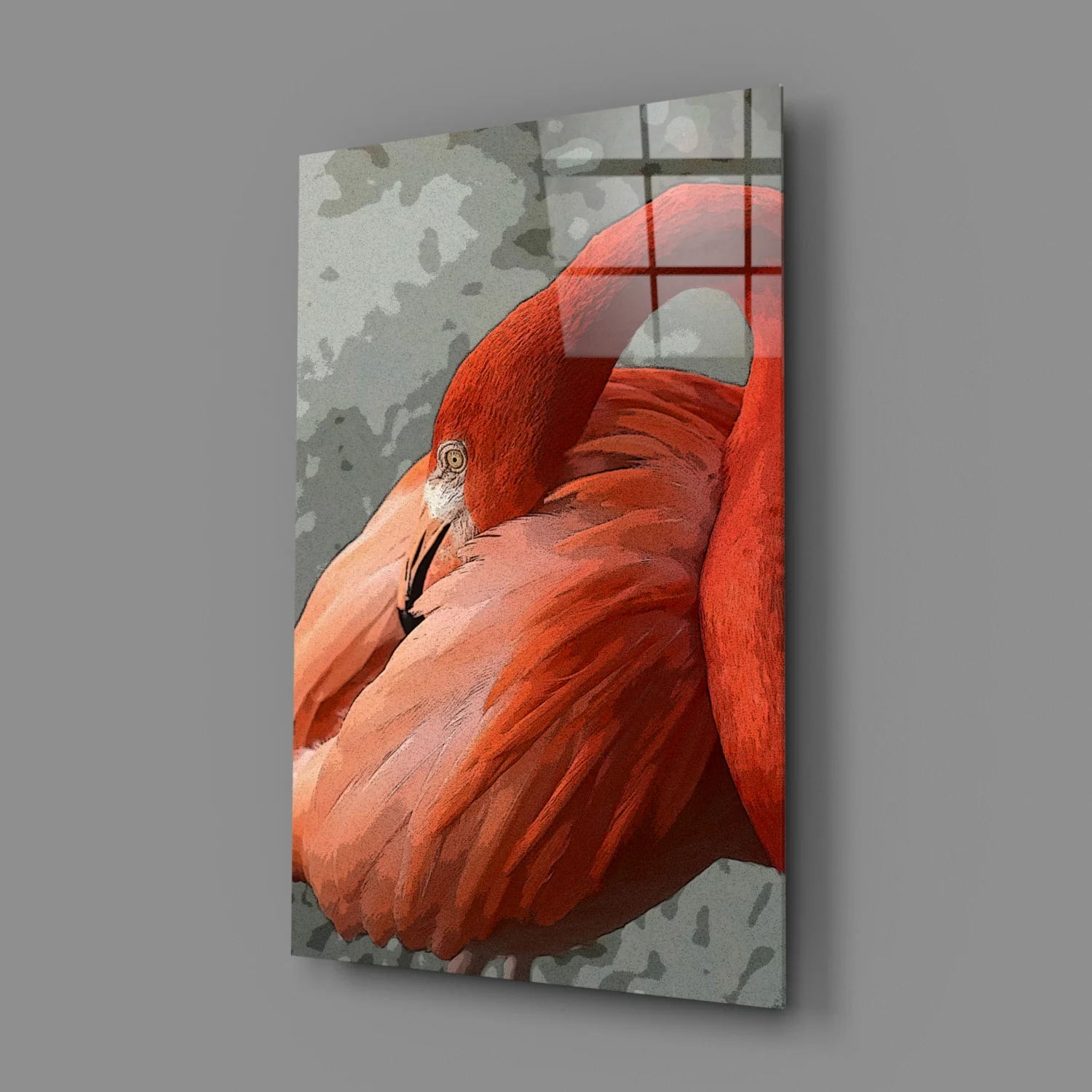 Resting Orange Flamingo Glass Wall Art - Image 2