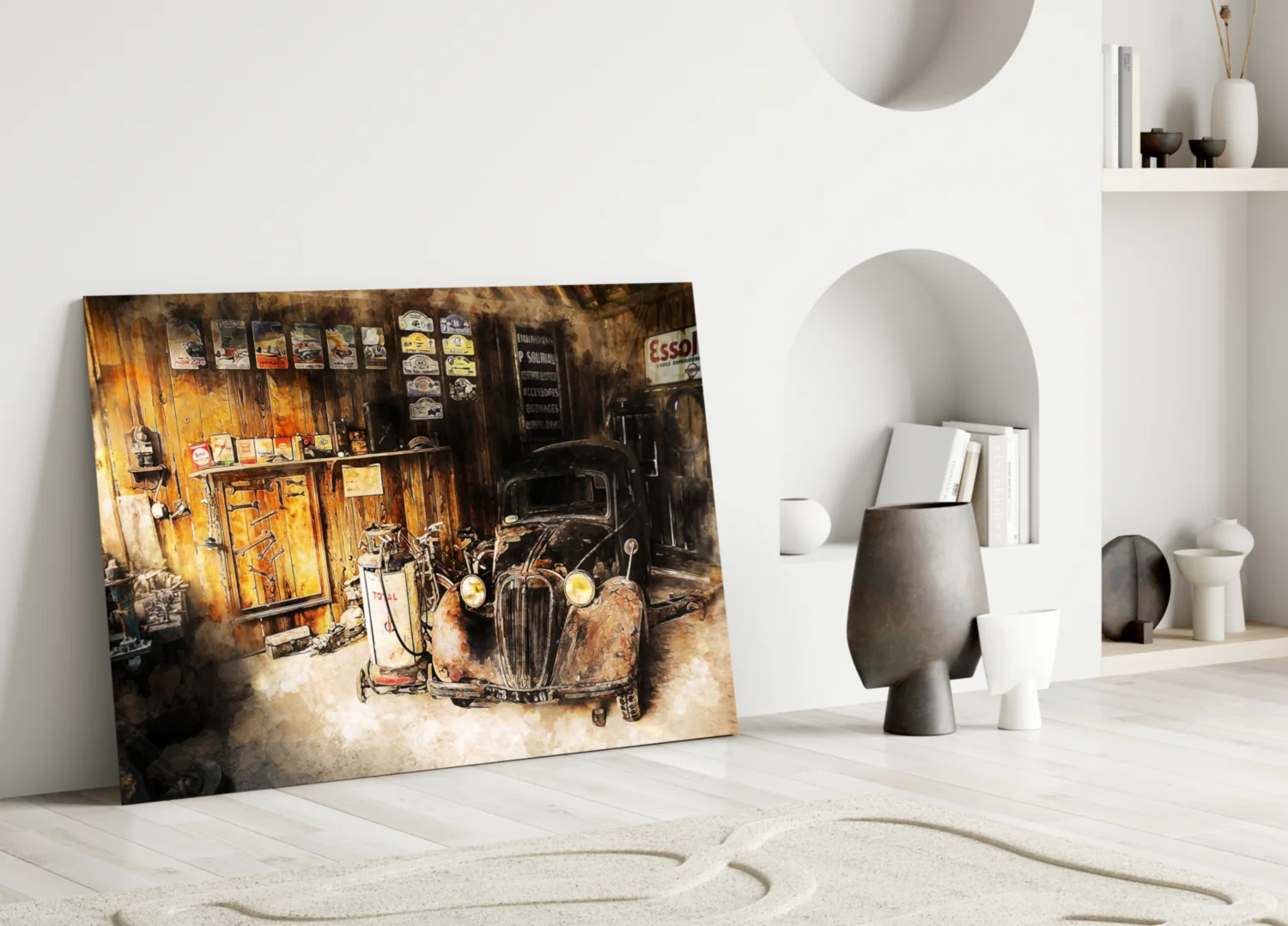 Retro Old Garage Glass Wall Art - Image 3