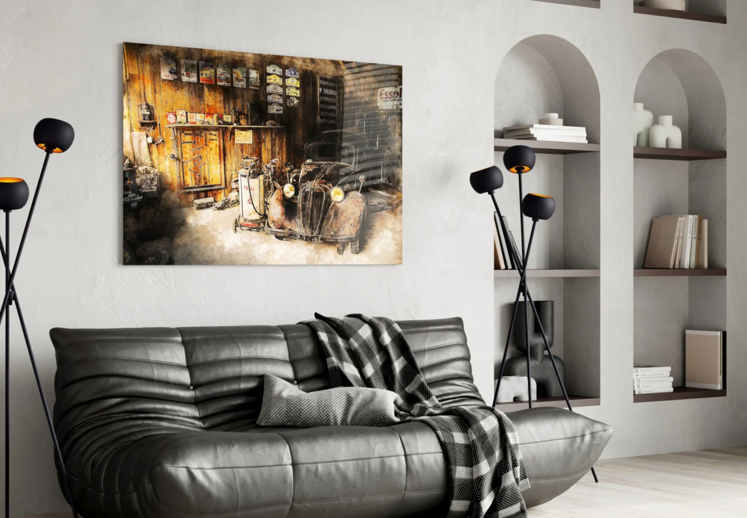 Retro Old Garage Glass Wall Art - Image 4