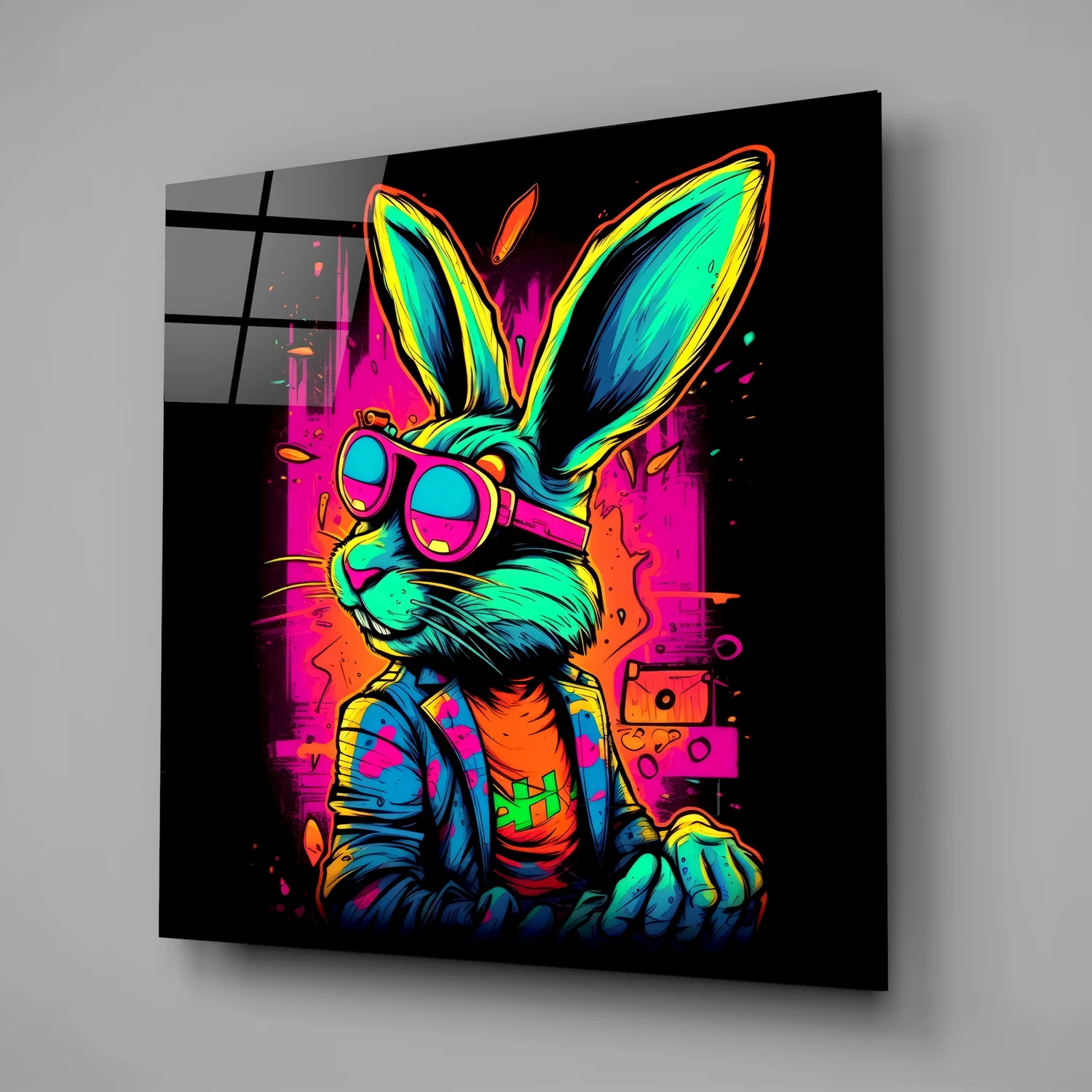 Retro Rabbit Glass Wall Art - Image 2