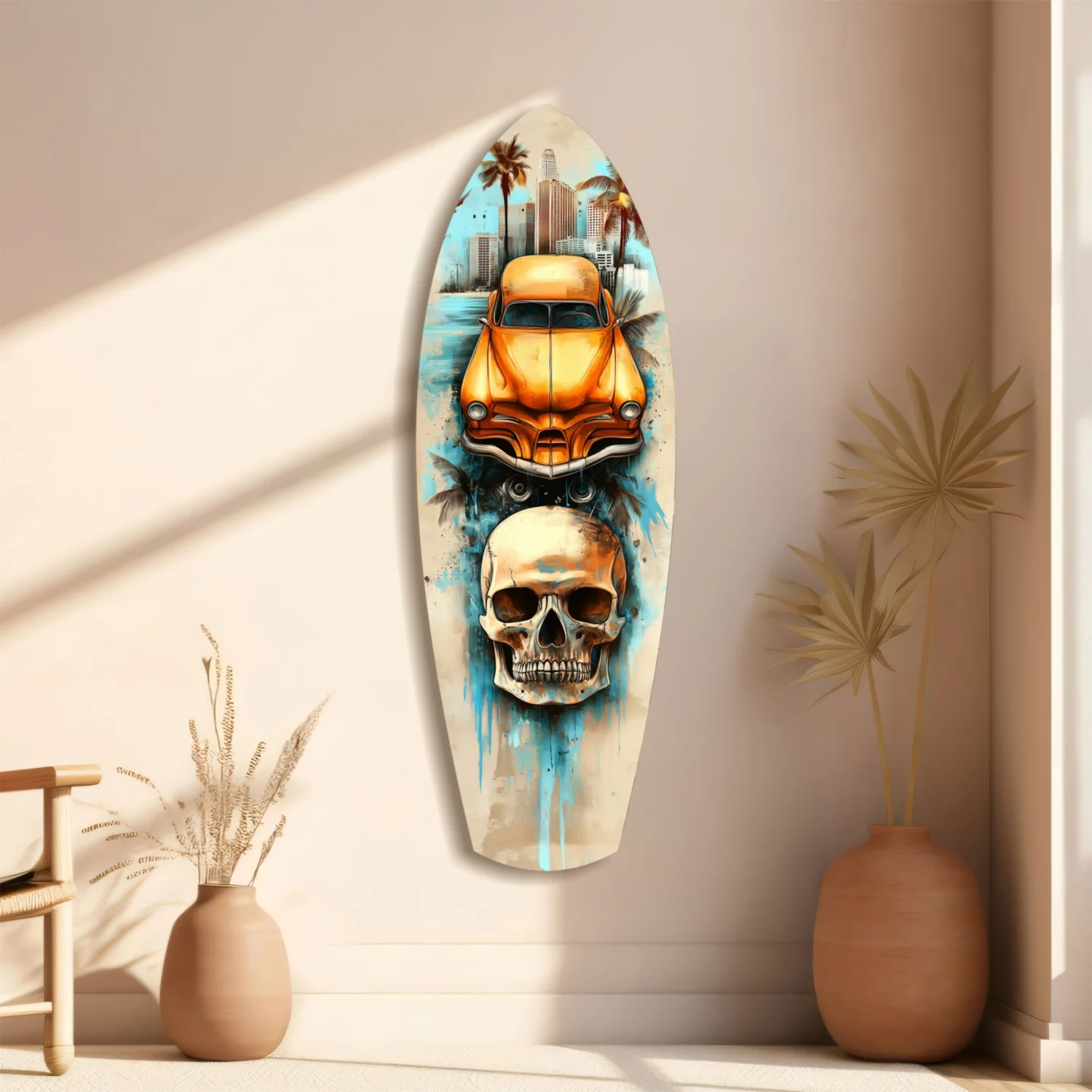 Retro Rides Rebel Skulls Glass Wall Art - Image 10