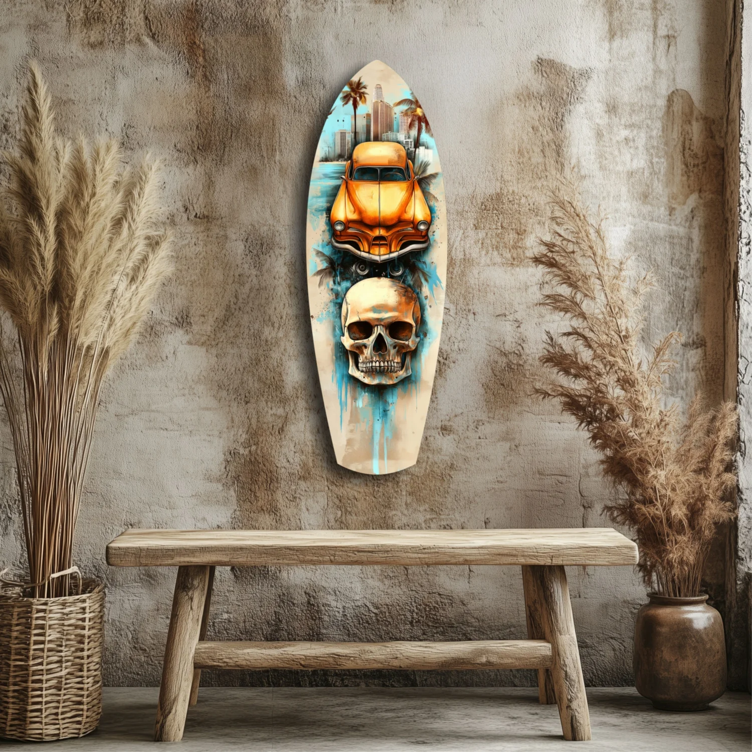 Retro Rides Rebel Skulls Glass Wall Art - Image 3