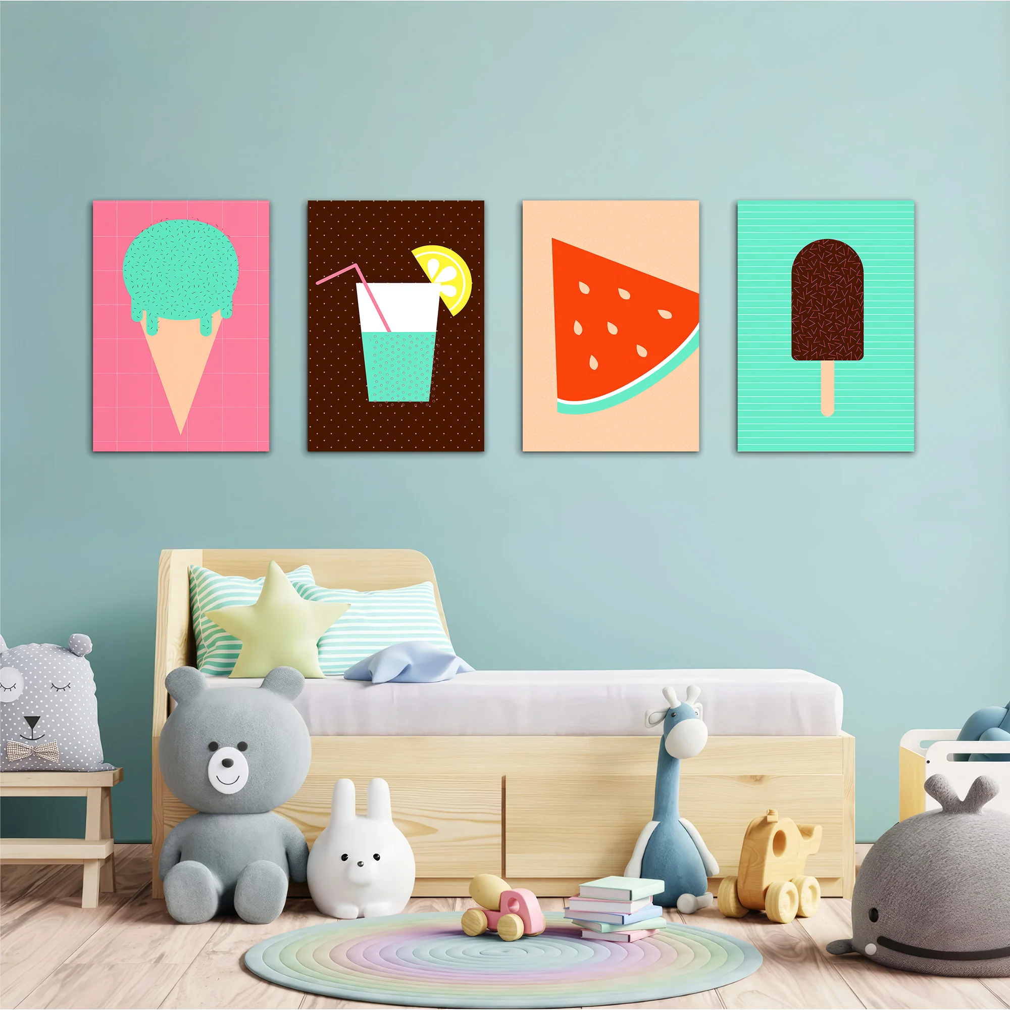 Retro Summer Treats 4 Pieces Kids Metal Wall Art - Image 2