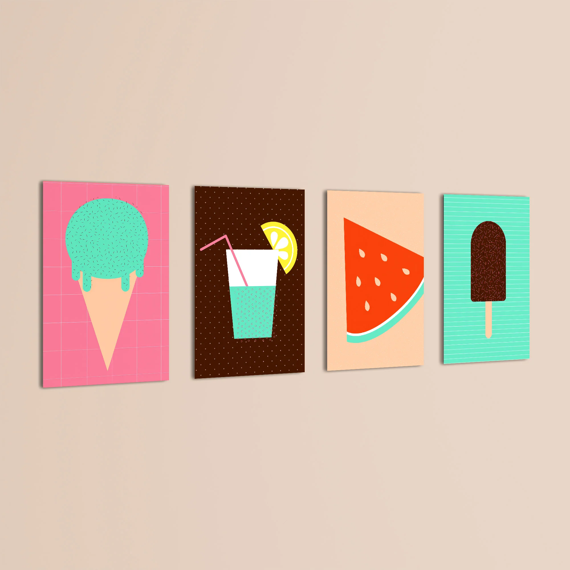 Retro Summer Treats 4 Pieces Kids Metal Wall Art - Image 3