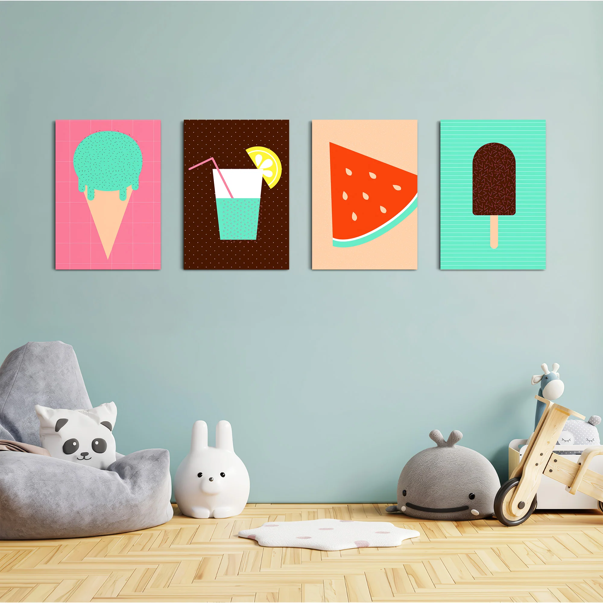 Retro Summer Treats 4 Pieces Kids Metal Wall Art - Image 4