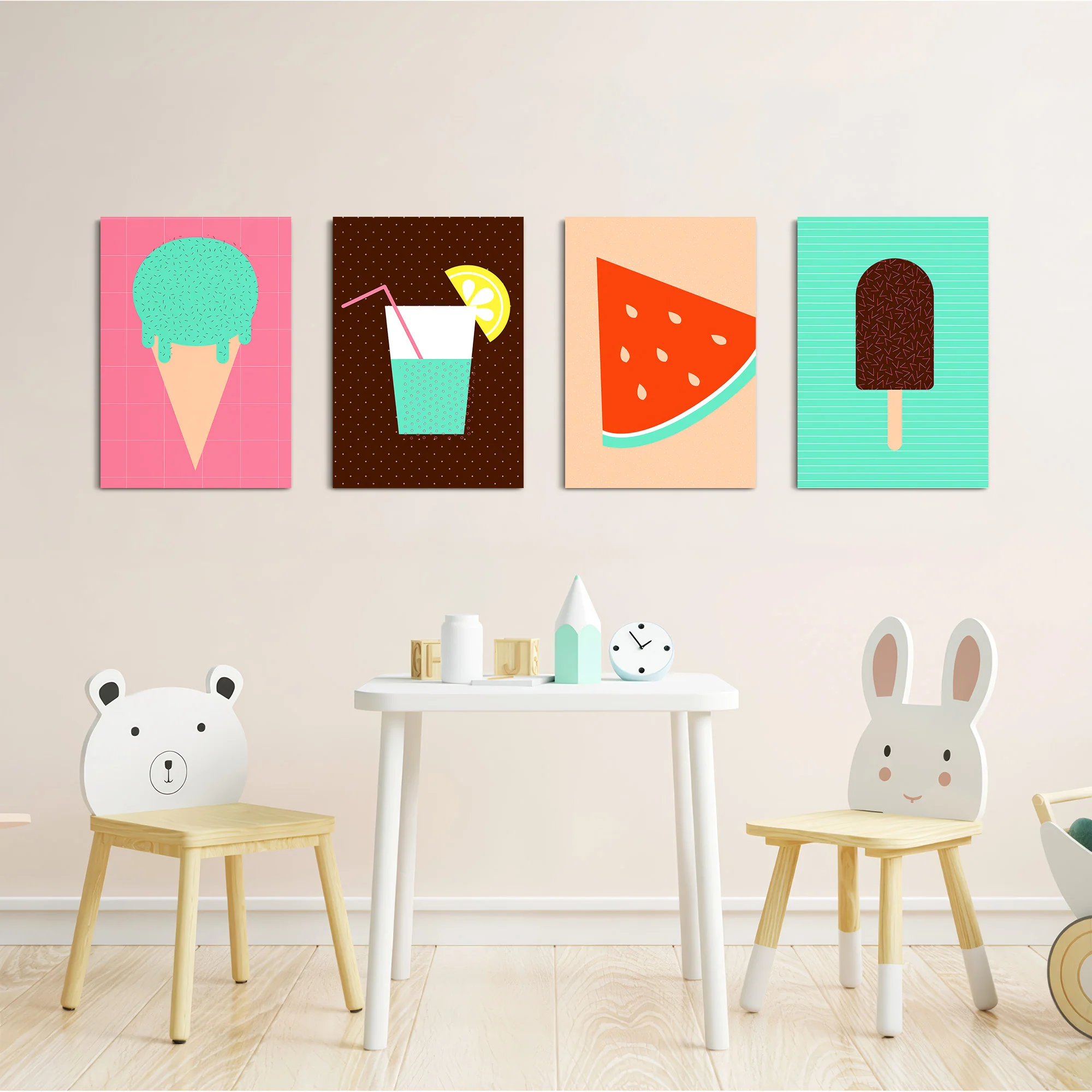 Retro Summer Treats 4 Pieces Kids Metal Wall Art - Image 5
