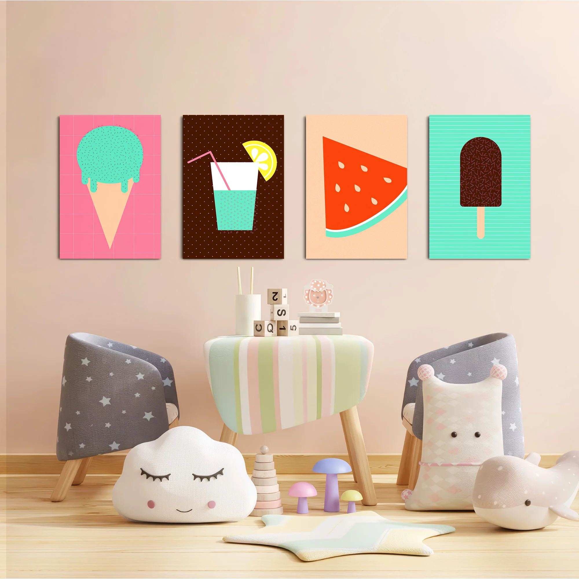 Retro Summer Treats 4 Pieces Kids Metal Wall Art - Image 6