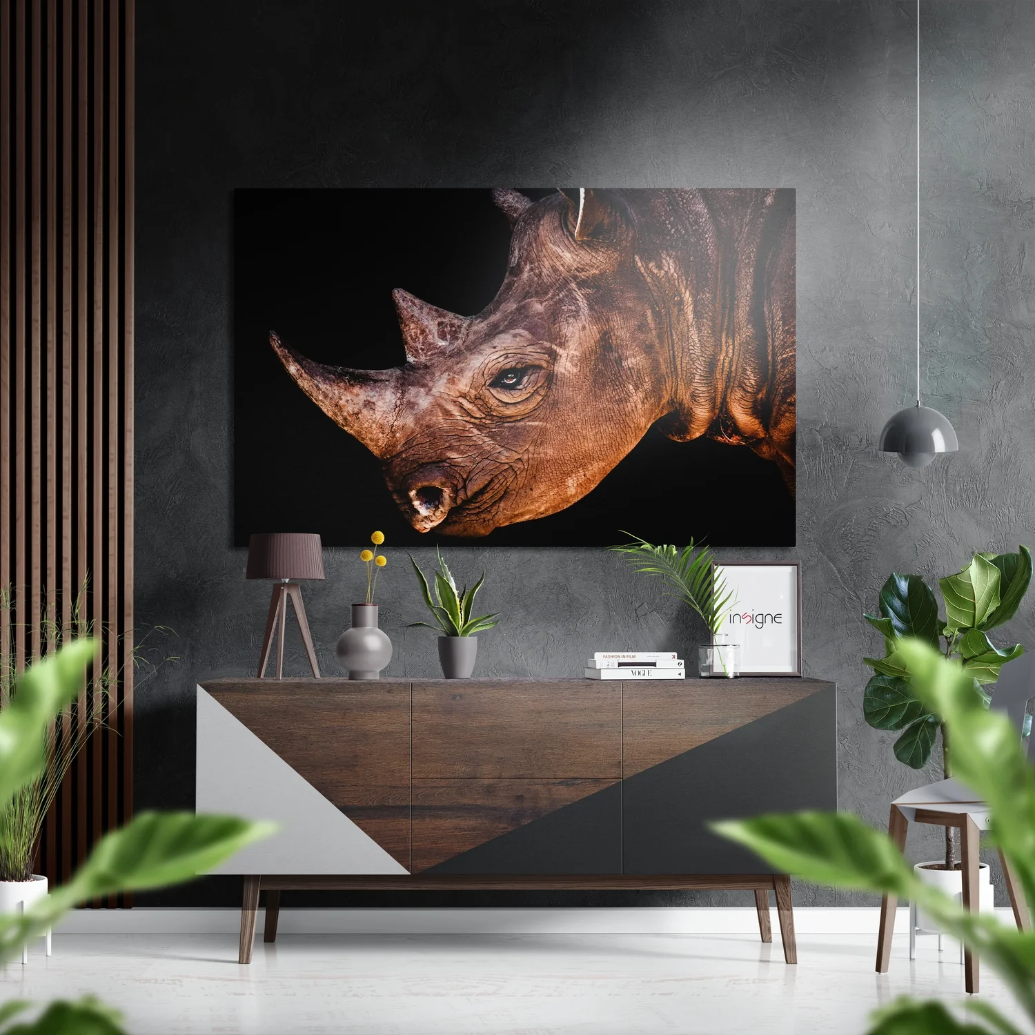Rhinoceros Brushed Aluminium Dibond Wall Art