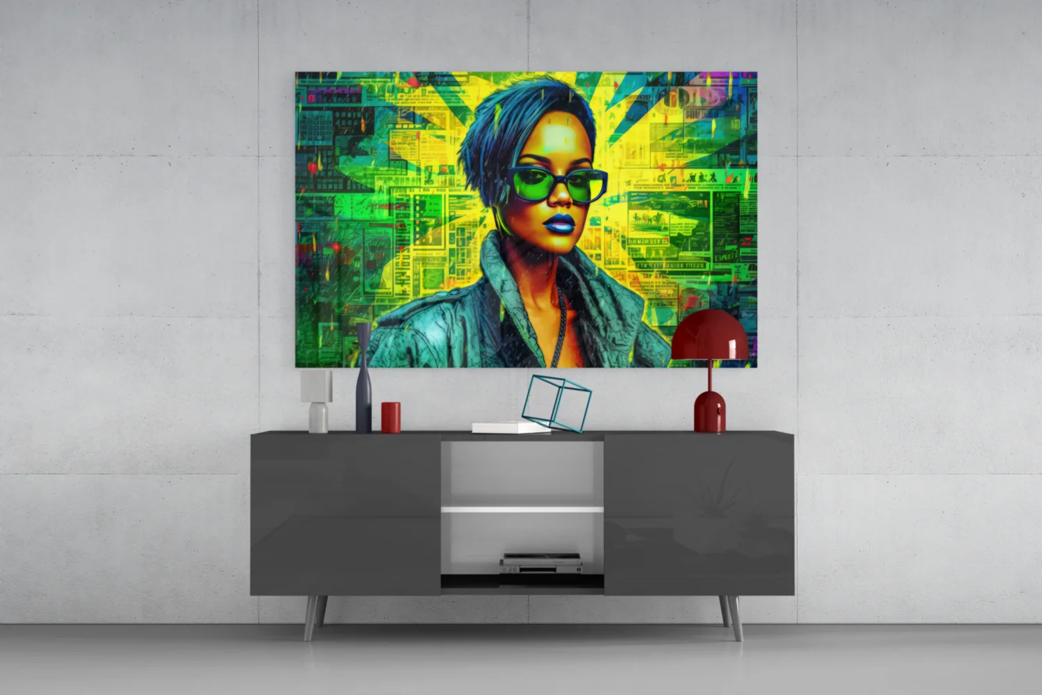 Modern Pop Diva Portrait Glass Wall Art || Designer Collection - Image 8