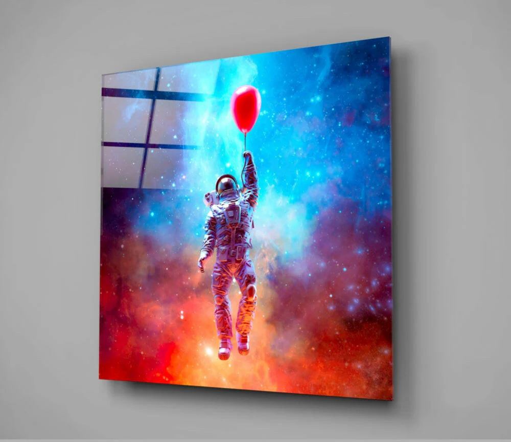 Rising Balloon Astronaut Glass Wall Art - Image 3