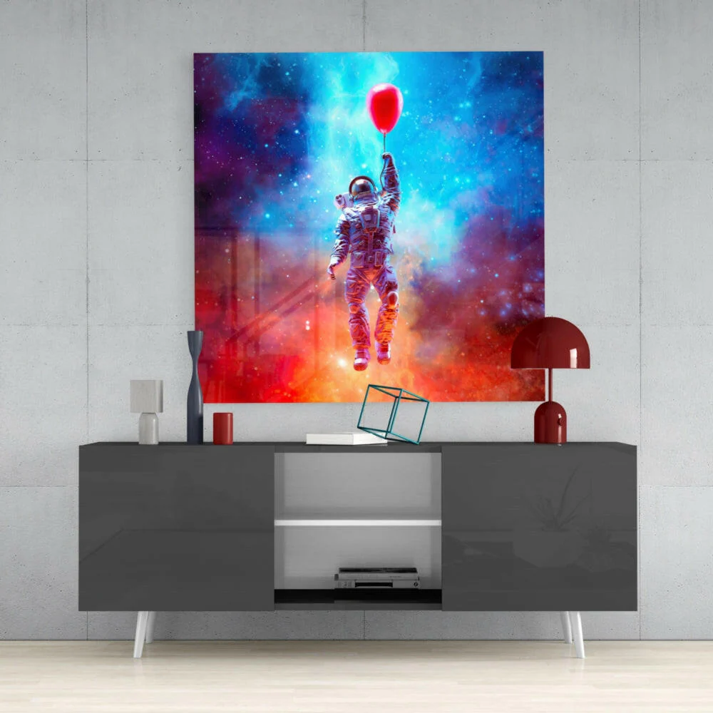 Rising Balloon Astronaut Glass Wall Art - Image 4