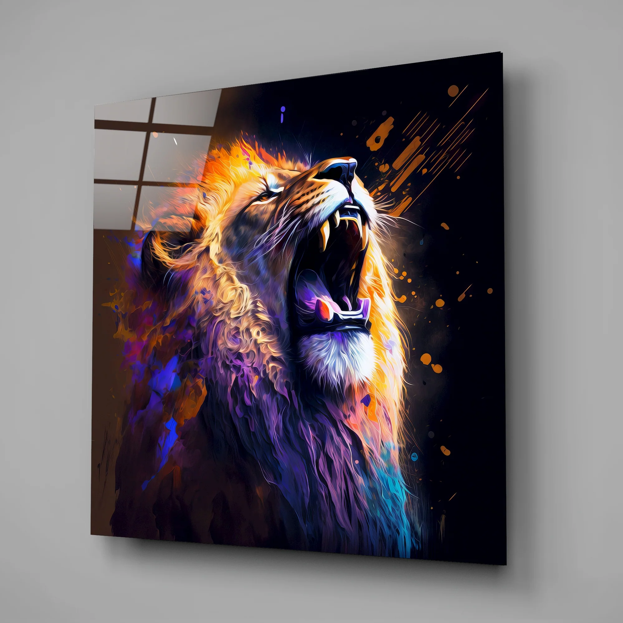 Roaring Lion Glass Wall Art || Designers Collection - Image 2