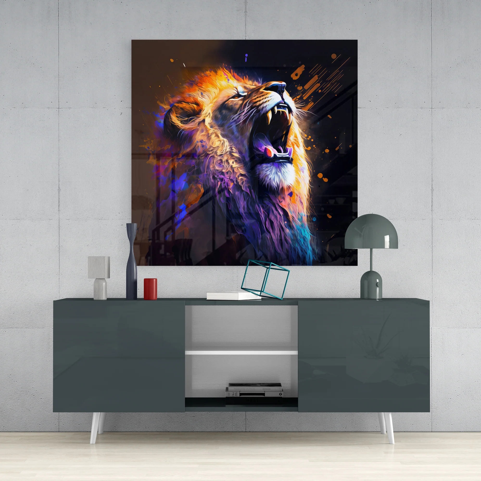 Roaring Lion Glass Wall Art || Designers Collection - Image 4