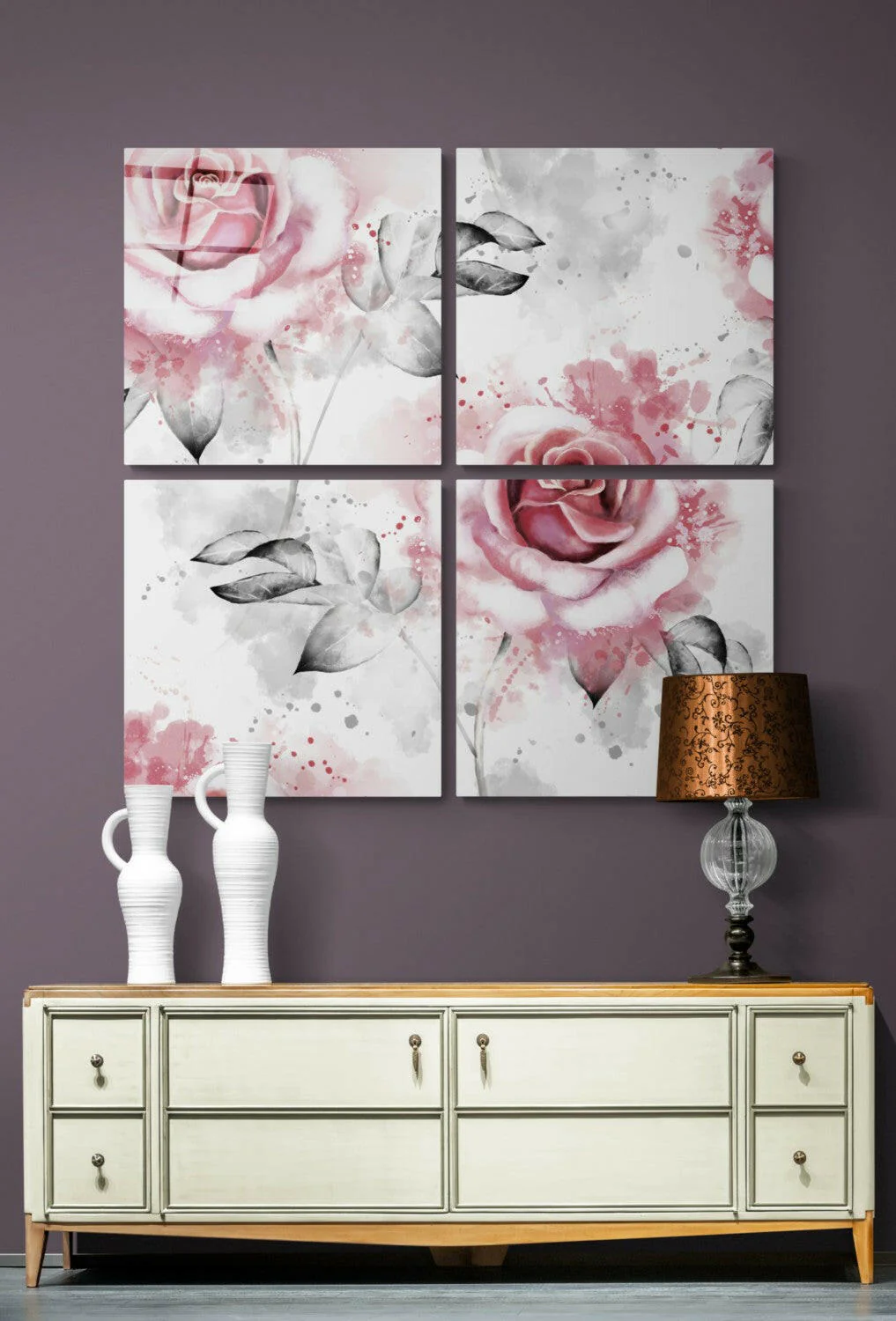 Roses Quadro Glass Wall Art - Image 4