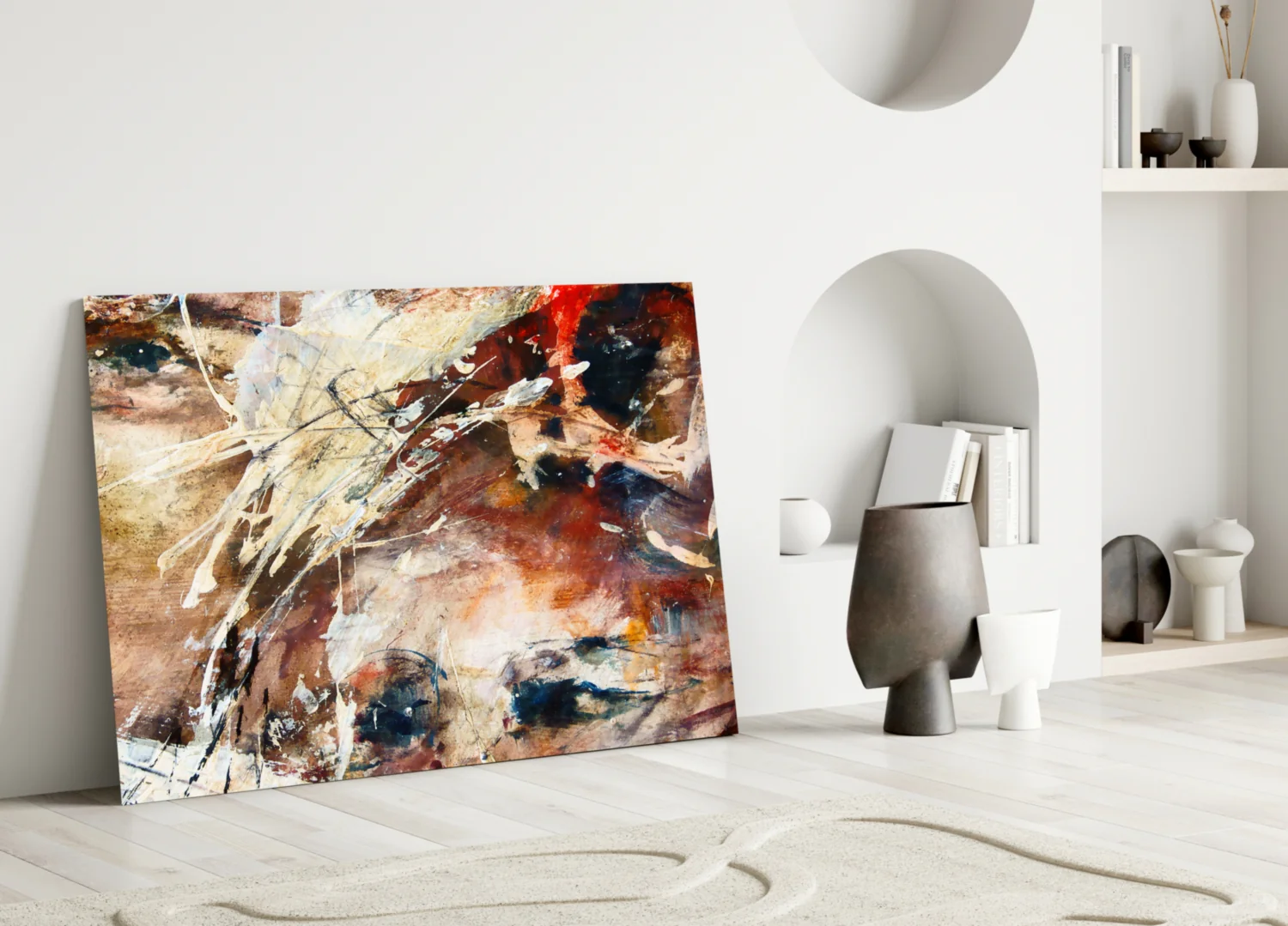 Rust Watercolor Splash Glass Wall Art - Image 3