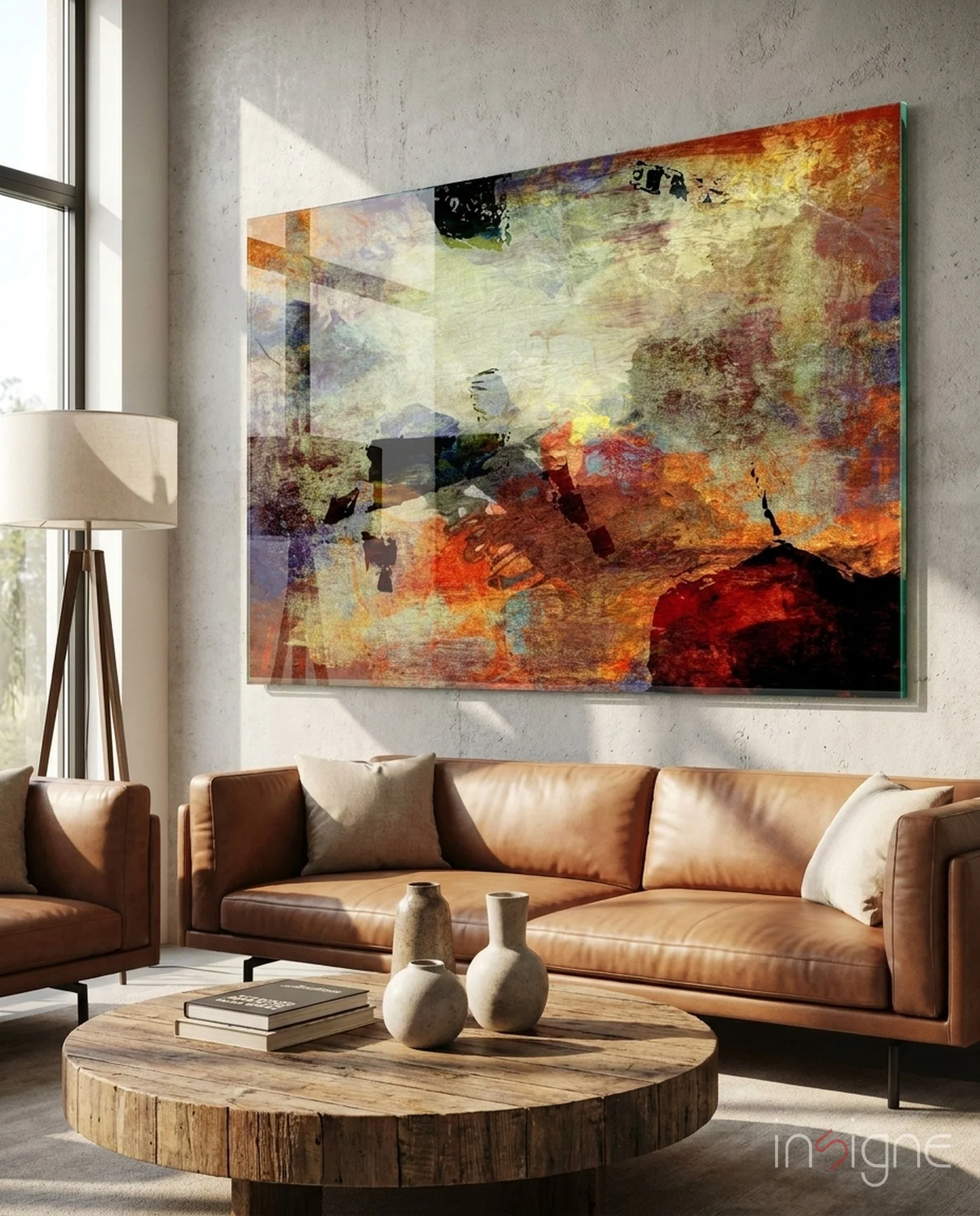 Rustic Earthtone Collage Glass Wall Art
