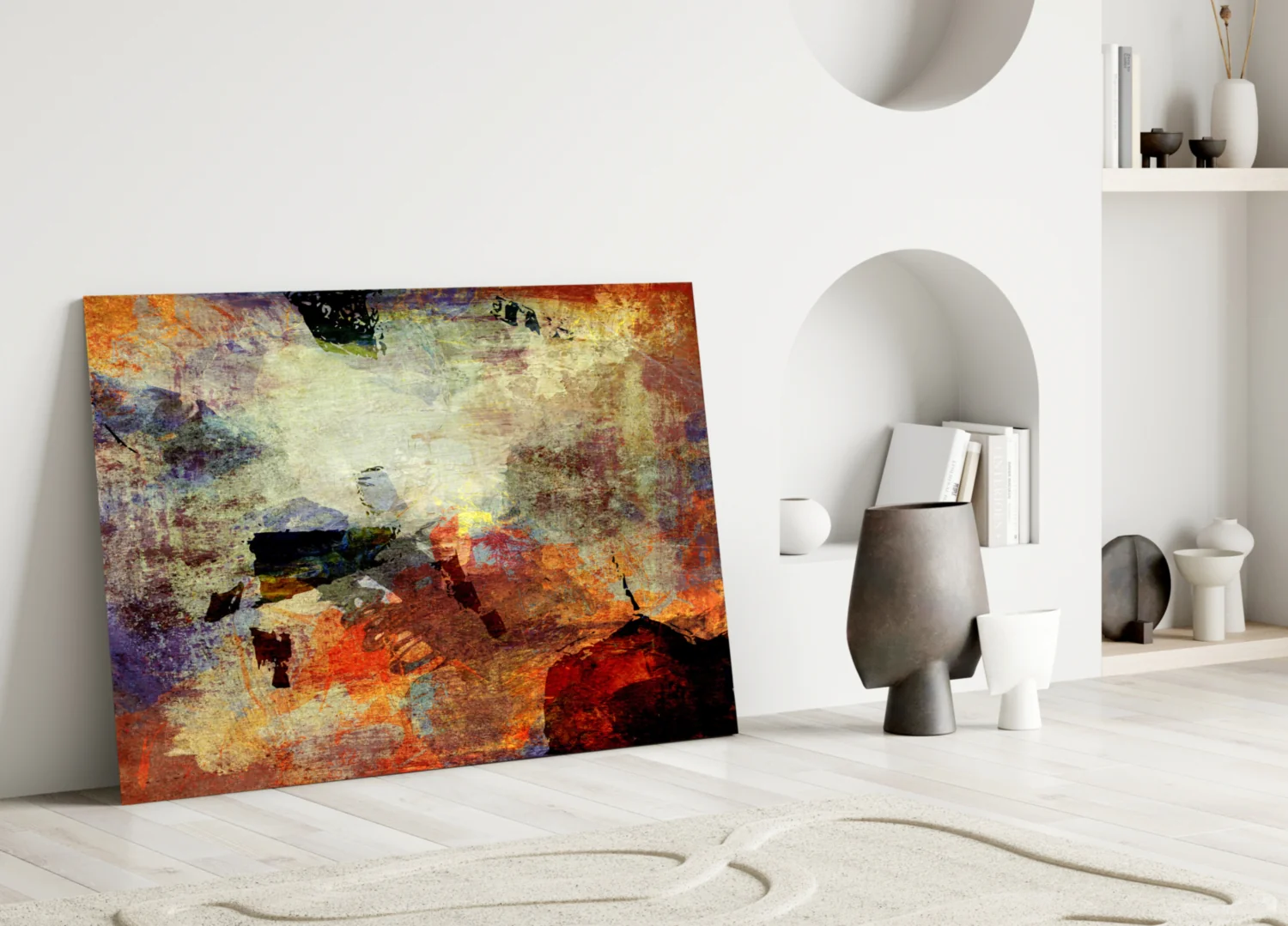Rustic Earthtone Collage Glass Wall Art - Image 4