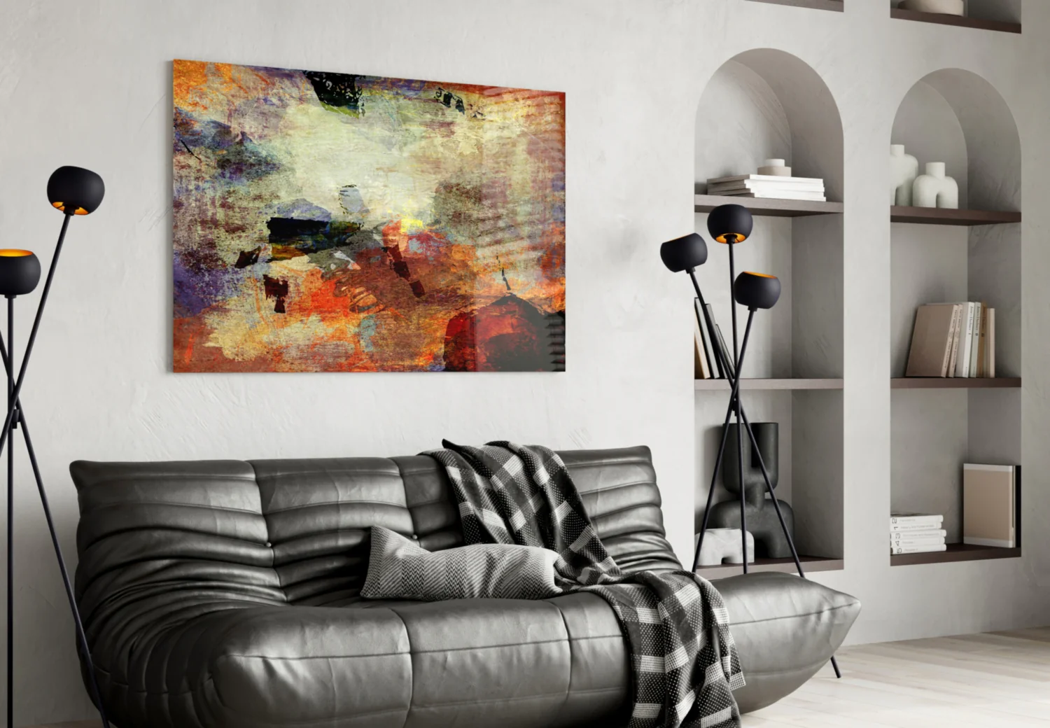 Rustic Earthtone Collage Glass Wall Art - Image 5