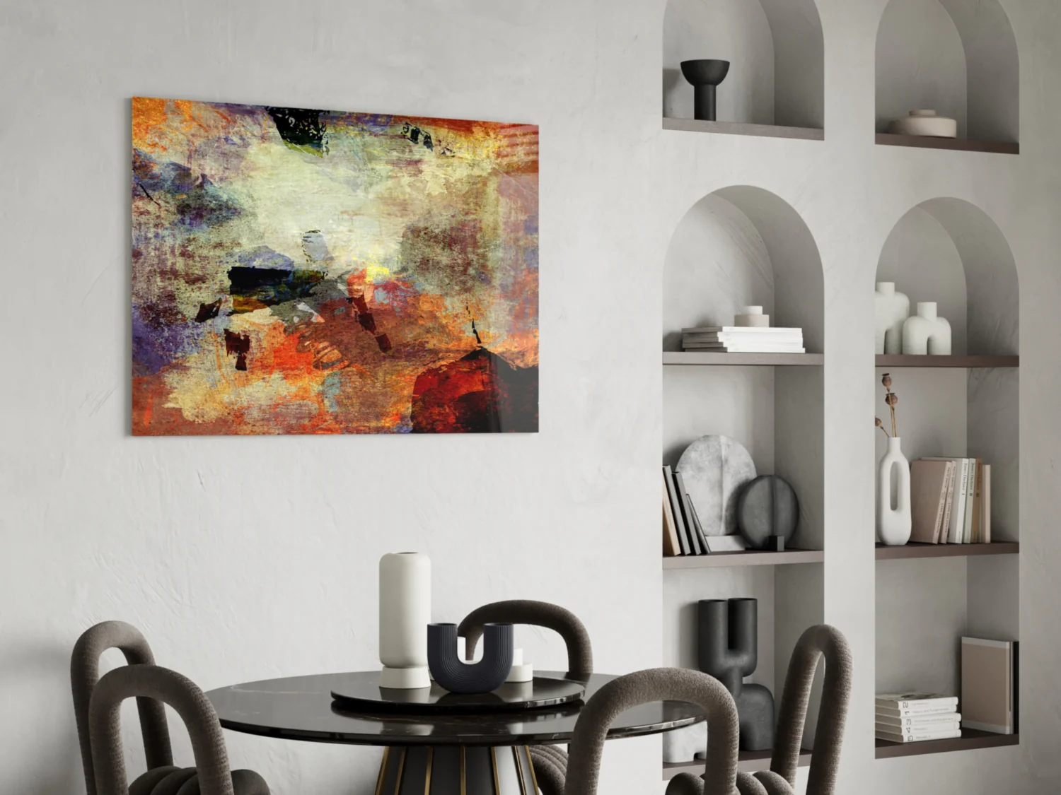 Rustic Earthtone Collage Glass Wall Art - Image 6