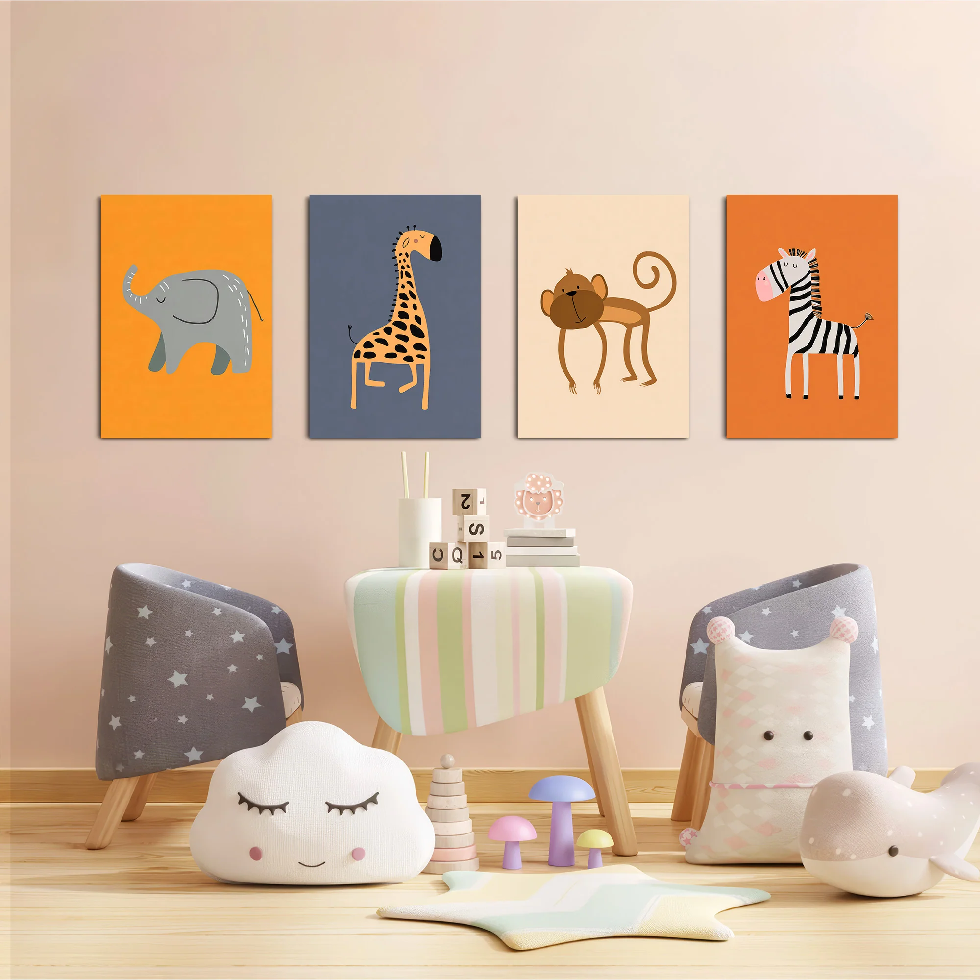 Safari Animals 4 Pieces Kids Metal Wall Art - Image 6