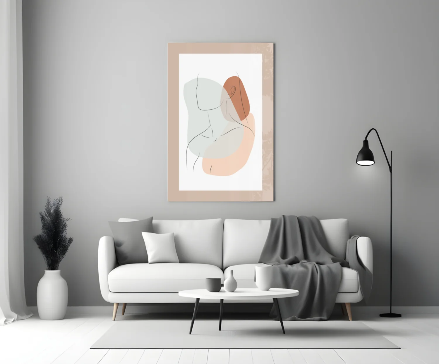 Sage Terracotta Line Art Woman Glass Wall Art - Image 4