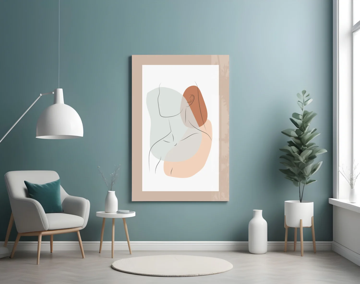 Sage Terracotta Line Art Woman Glass Wall Art - Image 5