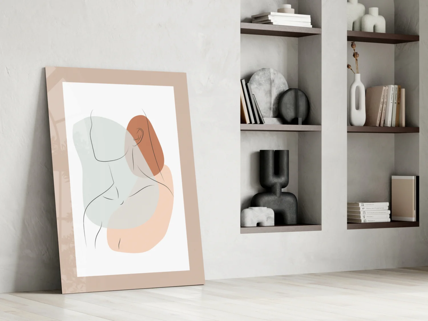 Sage Terracotta Line Art Woman Glass Wall Art - Image 7