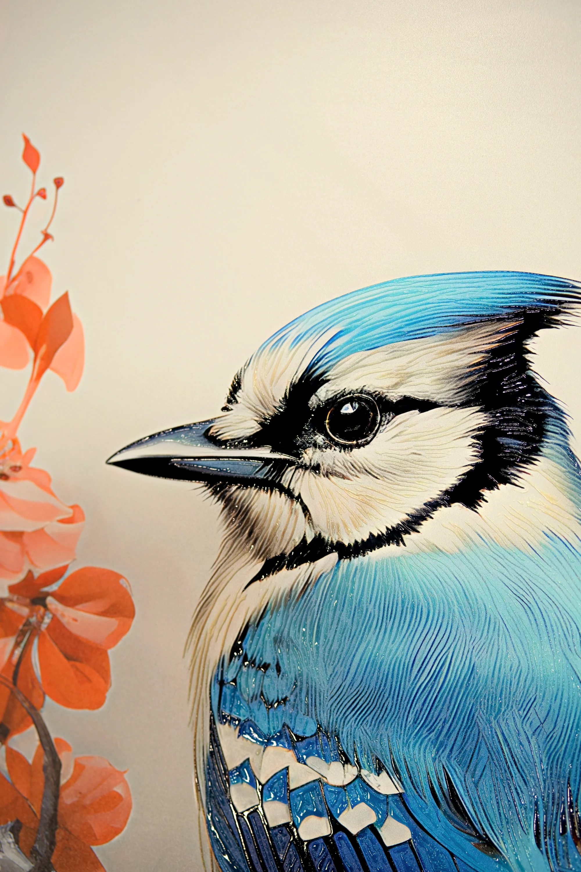 Sapphire Songbird — Haptic 3D Embossed + High-Gloss Lacquer Print - Image 2
