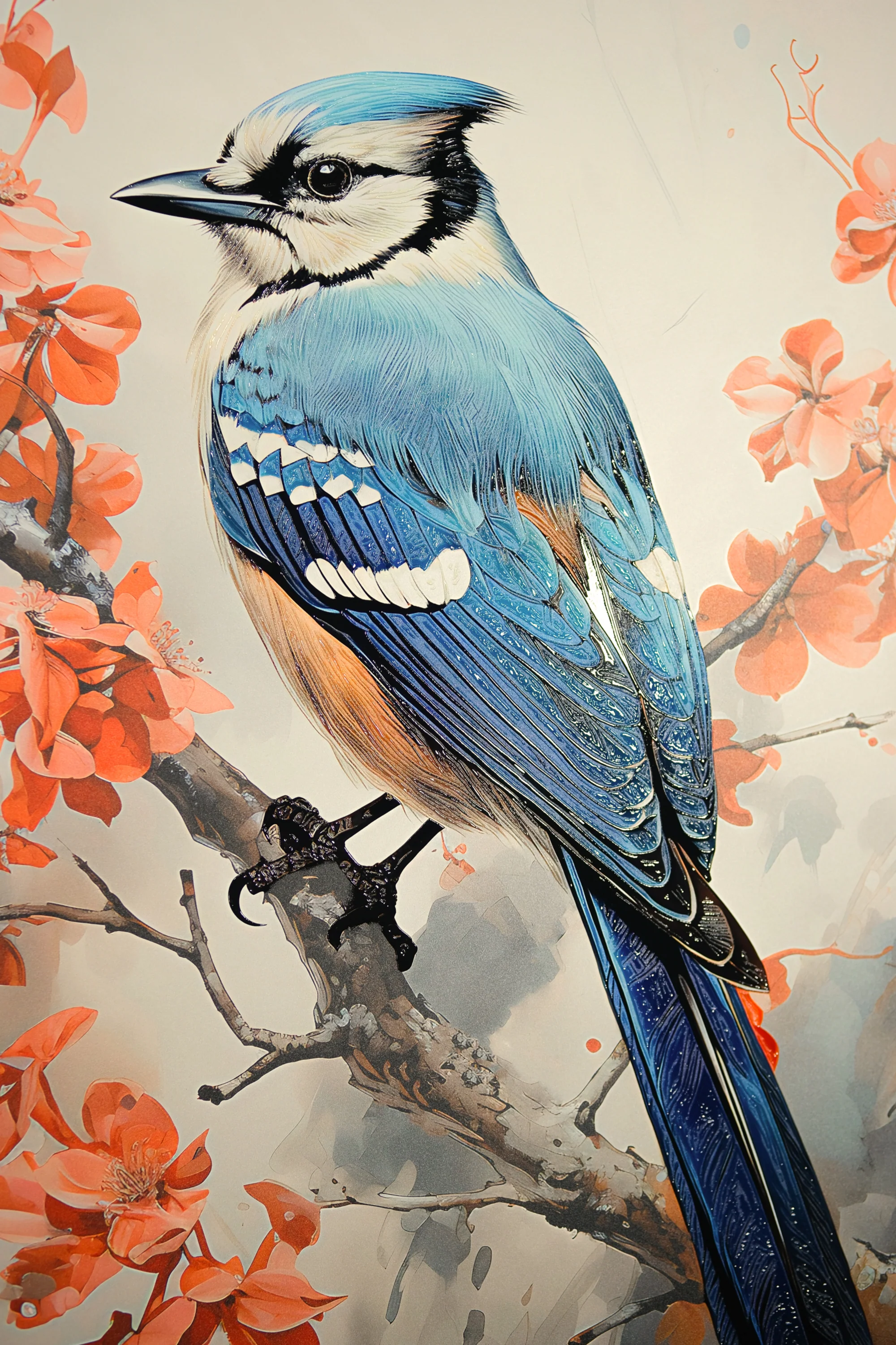 Sapphire Songbird — Haptic 3D Embossed + High-Gloss Lacquer Print - Image 4